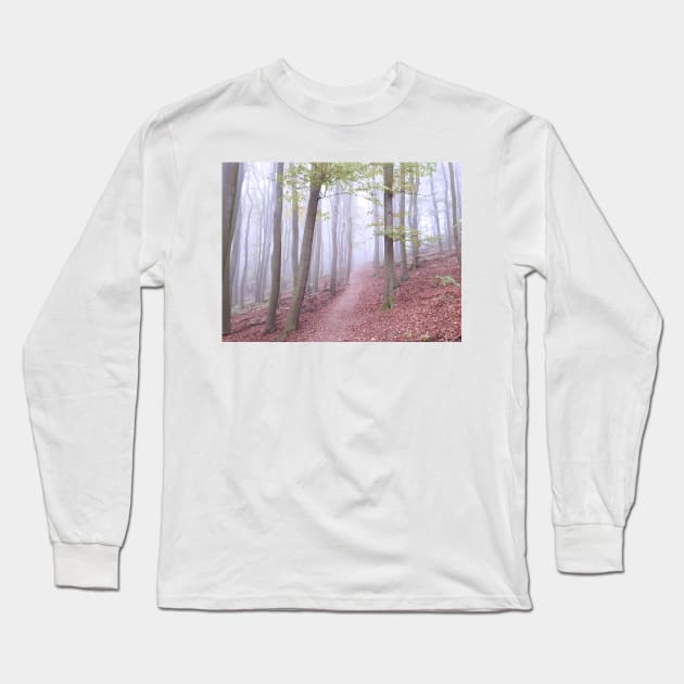 Foggy Forest Long Sleeve T-Shirt by Kate-P-